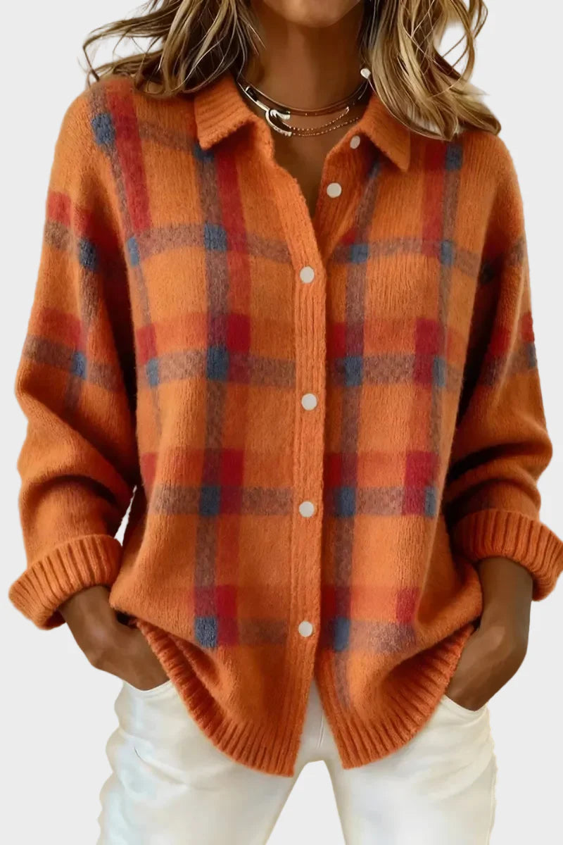 Κατερίνα - Ρετρό μάλλινο χειροποίητο πουλόβερ με αντίθεση