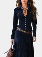 Χριστίνα - Φαρδύ σουέτ φόρεμα με σκίσιμο