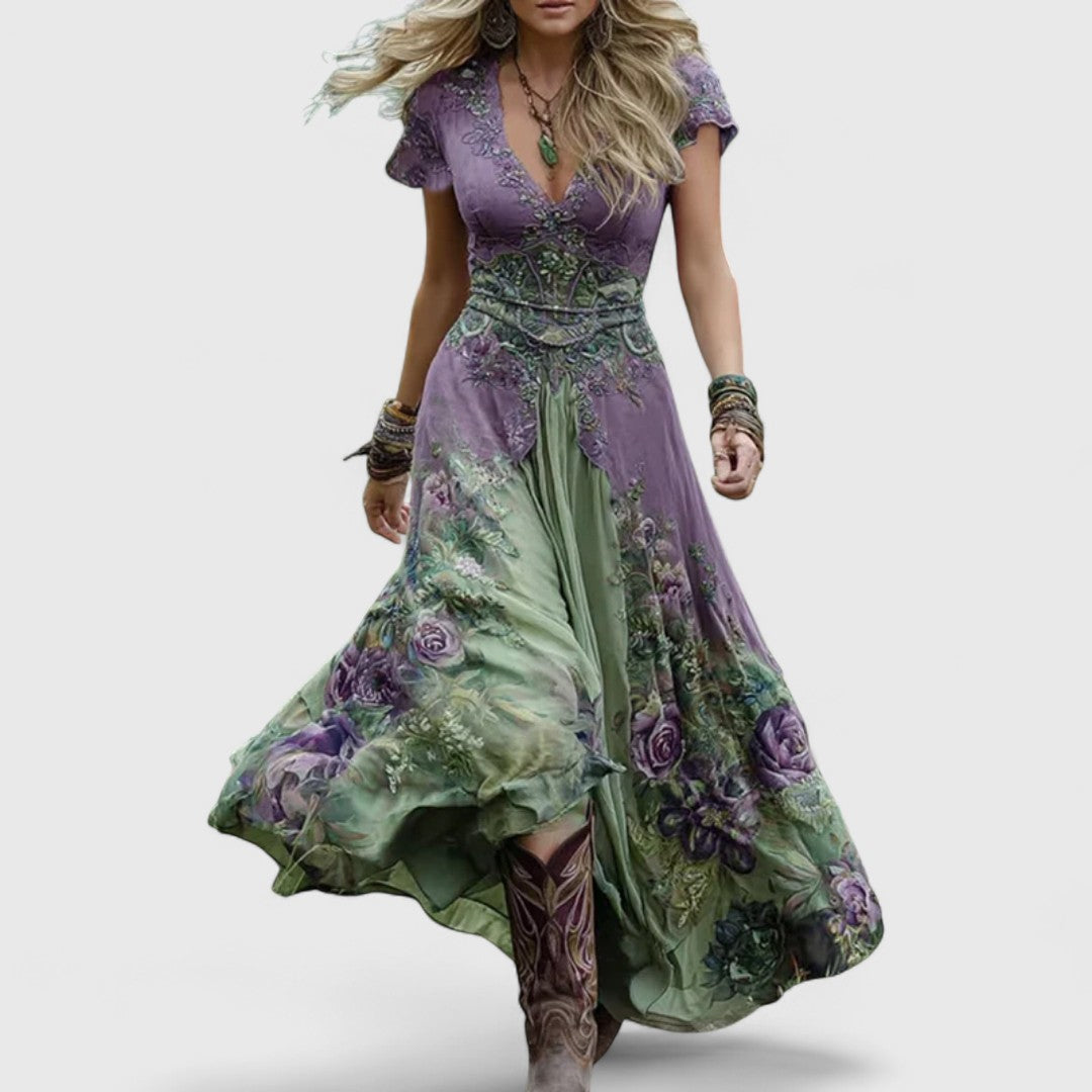 Λαοδίκη - Κομψό και ρέον φθινοπωρινό φόρεμα με ανθισμένα μοτίβα