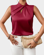 Κομψή Σατέν Μπλούζα Αμάνικη